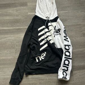 New Balance Men's Black and White Hoodie